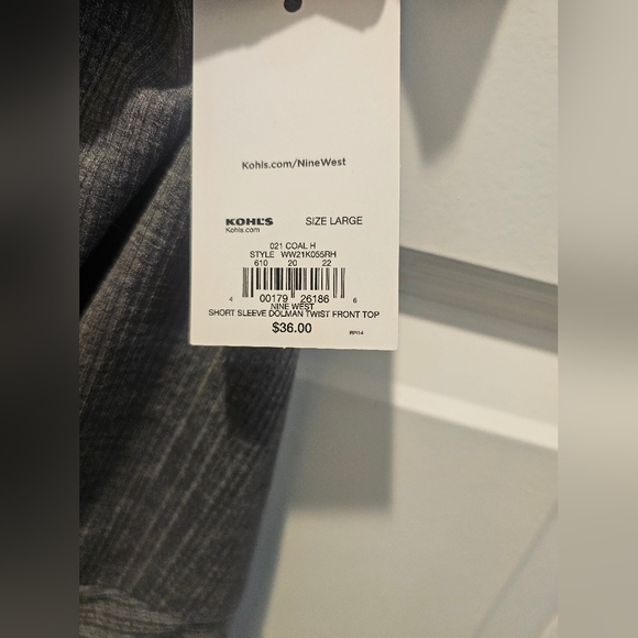 Nine West Twist Front Top Grey NWT - Picture 3 of 3